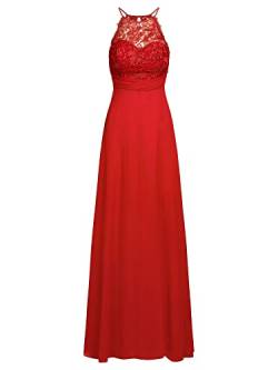 APART Fashion Abendkleid aus Chiffon und Spitze, rot, M von APART Fashion