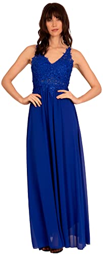 APART Fashion Damen Apart Chiffon Lace Mesh Evening Special Occasion Dress, Dunkelblau, S EU von APART Fashion