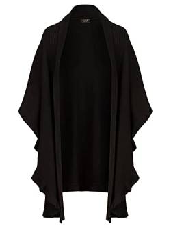 APART Fashion Strick-Poncho seitlich mit schmalem Volant, schwarz, M von APART Fashion