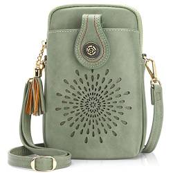 APHISON® Handytasche zum Umhängen | Handy Umhängetasche Klein | Crossbody bag veganem Leder | Geldbörse Damen | für Handy unter 6,7 Zoll | Verstellbar Schultergurt | Grün von APHISON