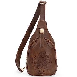 APHISON Bauchtasche Damen Stylisch, Crossbody Bag Damen Leder, Schultertasche Damen, Sling Dag Damen, Klein Umhängetasche Damen, Handytasche zum Umhängen, Kaffee von APHISON