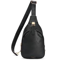 APHISON Bauchtasche Damen Stylisch, Crossbody Bag Damen Leder, Schultertasche Damen, Sling Dag Damen, Klein Umhängetasche Damen, Handytasche zum Umhängen, Schwarz von APHISON