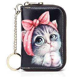 APHISON Kartenetui für Damen, RFID-blockierend, Kreditkartenhalter, Damen, niedlich, Cartoon, künstlerische Münzgeldbörsen, kleine Brieftasche, für Mädchen/Kinder, 006-big Eye Kitten, S von APHISON