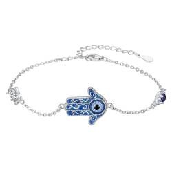 APLOMB Evil Eye Bracelet Blaue Nazar Auge Nazar Armband FüR Frauen Hand Der Fatima Verstellbares Armband FüR Damen Sterlingsilber Schmuck Geschenk von APLOMB