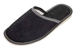 APREGGIO Hausschuhe Herren Gewebe Herrenhausschuhe - Hausschuh Männer Pantoffel Pantoffeln Pantoletten Slipper Mann - Schwarz - Größe 41 EU von APREGGIO