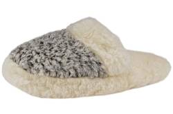 APREGGIO Hausschuhe für Herren und Damen | Unisex Slippers Weiche Wollhausschuhe aus 100% Wolle | Warme Hüttenschuhe für den Winter | Pantoffeln | Weiß und Grau 45/46 EU von APREGGIO