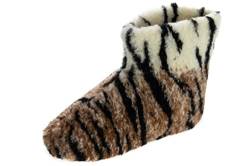 APREGGIO Winter Hausschuhe Unisex – Warme Wolle Pantoffeln mit Rutschfester Ledersohle – Stil für Damen und Herren - Warme Pantoffeln - Tiger Größe 39 von APREGGIO