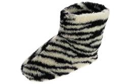 APREGGIO Winter Hausschuhe Unisex – Warme Wolle Pantoffeln mit Rutschfester Ledersohle – Stil für Damen und Herren - Warme Pantoffeln - Zebra Größe 37 von APREGGIO