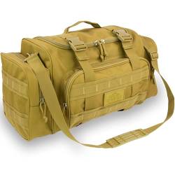 Taktische Duffle Bag Gym Duffel Bags für Männer Reise- und Ausrüstung Motorrad Hecktasche Militär Schwere Schulter Große Duffle (Khaki) von APRILBAY