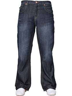 APT Herren einfach blau Bootcut weites Bein ausgestellt Works Freizeit Jeans Große Größen in 3 Farben erhältlich - Dunkle Waschung, 28W x 32L von APT