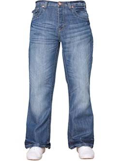 APT Herren einfach blau Bootcut weites Bein ausgestellt Works Freizeit Jeans Große Größen in 3 Farben erhältlich - Helle Waschung, 28W x 30L von APT