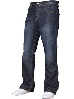 Herren-Jeans, Bootcut-Schnitt, ausgestelltes Bein, weit, blaue Denim-Jeans Gr. 34W x 34L, Dark Wash A31 von APT