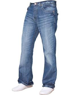 Herren-Jeans, Bootcut-Schnitt, ausgestelltes Bein, weit, blaue Denim-Jeans Gr. 44W x 30L, Light Wash A42 von APT