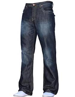 Herren-Jeans, Bootcut-Schnitt, ausgestelltes Bein, weit, blaue Denim-Jeans Gr. 28W x 30L, Dark Wash A31 von APT