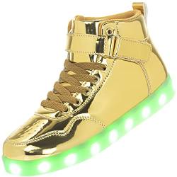 APTESOL Unisex LED Leucht Schuhe High-Top Licht Blinkt Sneaker USB Aufladen Shoes für Damen Herren (Gold,35) von APTESOL