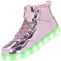 APTESOL Unisex LED Leucht Schuhe High-Top Licht Blinkt Sneaker USB Aufladen Shoes für Damen Herren (Rosa,35) von APTESOL