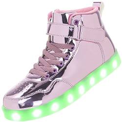 APTESOL Unisex LED Leucht Schuhe High-Top Licht Blinkt Sneaker USB Aufladen Shoes für Damen Herren (Rosa,36) von APTESOL