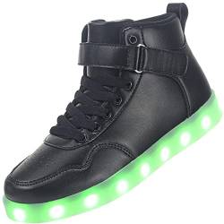 APTESOL Unisex LED Leucht Schuhe High-Top Licht Blinkt Sneaker USB Aufladen Shoes für Damen Herren (Schwarz,39) von APTESOL