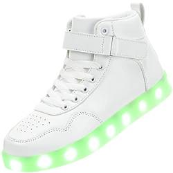 APTESOL Unisex LED Leucht Schuhe High-Top Licht Blinkt Sneaker USB Aufladen Shoes für Damen Herren (Weiß,35) von APTESOL