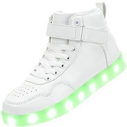 APTESOL Unisex LED Leucht Schuhe High-Top Licht Blinkt Sneaker USB Aufladen Shoes für Damen Herren (Weiß,37) von APTESOL