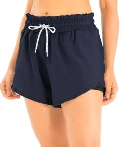 APTRO Damen Badehosen Badeshorts Strand Wassersport Shorts Schwimmen Boardshorts Sommer Sport Shorts Innenhose Dunkelblau WS71 L von APTRO