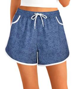 APTRO Damen Badeshorts Badehose Strand Wassersport Shorts Boardshorts UV Schutz Sommer Sport Gym Shorts Blau WS285 L von APTRO