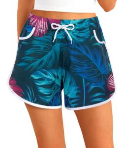 APTRO Damen Badeshorts Badehose Strand Wassersport Shorts Boardshorts UV Schutz Sommer Sport Gym Shorts Blumen WS250 XL von APTRO