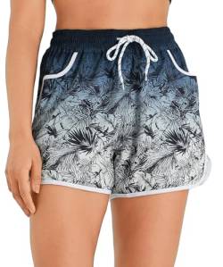 APTRO Damen Badeshorts Badehose Strand Wassersport Shorts Boardshorts UV Schutz Sommer Sport Gym Shorts Farbverlauf Grau WS211 L von APTRO