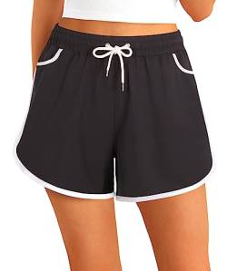 APTRO Damen Badeshorts Badehose Strand Wassersport Shorts Boardshorts UV Schutz Sommer Sport Gym Shorts Schwarz WS251 2XL von APTRO