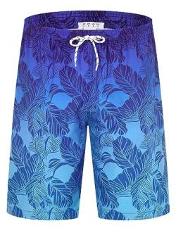 APTRO Herren Badehose Lang Boardshorts Schnelltrocknend Sommer Badeshorts Schwimmen Shorts mit Innenhose Blau MK269 XL von APTRO