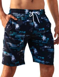 APTRO Herren Badehose Lang Schnelltrocknend Boardshorts Sommer Urlaub Freizeit Short mit Innenhose1526 Blau XXL von APTRO