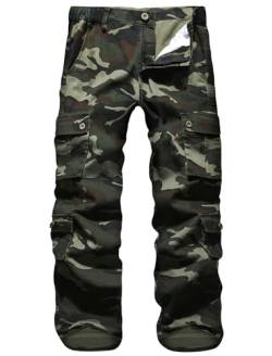 APTRO Herren Cargo Hose Camouflage Hose Arbeitshose Baumwolle Leichte Hose mit 8 Tachen LT01 Grün 36 von APTRO