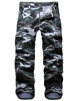 APTRO Herren Cargo Hose Camouflage Hose Arbeitshose Outdoor Lange Baumwolle Leichte Hose mit 8 Tachen LT01 Blau 38 von APTRO