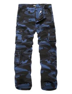 APTRO Herren Cargo Hose Camouflage Hose Arbeitshose Outdoor Lange Baumwolle Leichte Hose mit 8 Tachen LT01 Dunkelblau 32 von APTRO