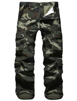 APTRO Herren Cargo Hose Camouflage Hose Arbeitshose Outdoor Lange Baumwolle Leichte Hose mit 8 Tachen LT01 Grün 34 von APTRO