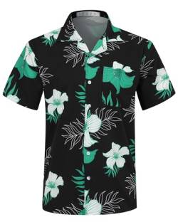 APTRO Herren Hemd Hawaiihemd Freizeit Hemd Kurzarm Urlaub Hemd Sommer Blumen Hemd Grün Blumen M133 L von APTRO