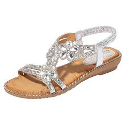 AQ899 Crystal Flat Sandals Women Open Toe Summer Bling Slippers Flower Casual Bohemia Ladies Slingback Shoes Beach Shoes Party Shoes von AQ899