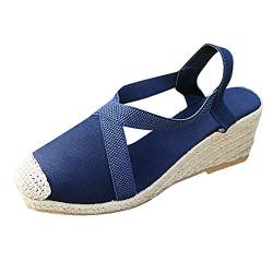 AQ899 Wedge Sandals Buckle Strap Women Breathable Canves Slippers Versatile Platform Thick-Bottom Shoes Rubber Material Round Toe Size 36-41 von AQ899