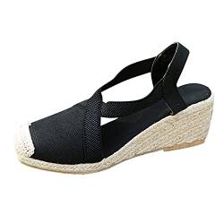 AQ899 Wedge Sandals Buckle Strap Women Breathable Canves Slippers Versatile Platform Thick-Bottom Shoes Rubber Material Round Toe Size 36-41 von AQ899