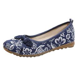 AQ899 Women's Cotton Linen Shoes Ethnic Style Embroidered Floral Sandals Fabric Slope Heel Work Shoes Size 36-40 von AQ899