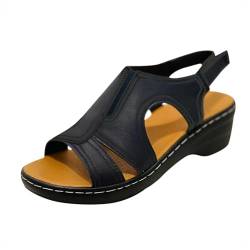 AQ899 Women's Sandals Summer Wedge-heeled Slingback Hollow Out Open Toe Platform Sandals with Buckles Straps Versatile Shoes (Black, 43) von AQ899