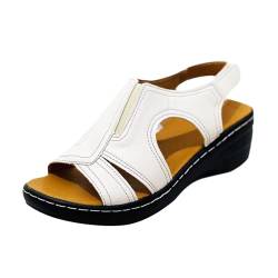 Wedge Sandals with Velcro Hollow Hook Loop Round Toe Orthopaedic Shoes Outdoor Slingback Slippers Party Shoes Material PU Fashion Slippers von AQ899