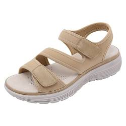 Women Wedge Sandals Hollow Ankle Strap Open Toe Orthopaedic Shoes with Velcro Outdoor Slippers Summer Sports Shoes von AQ899