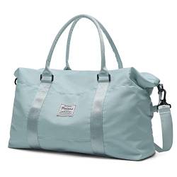 Handgepäcktasche für Damen, mit Nasstasche, Reisetasche, Reisetasche, mit Trolleyhülle, wasserdicht, groß, B-light blue, 20inch, Handgepäck von AQIWO