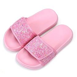 AQIYI Kinder Badelatschen Mädchen Sommer Pailletten Hausschuhe Kinder Sandalen Kleinkind Mädchen Weiche Rutschfest Pantoletten（30EU/Rosa von AQIYI