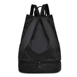 AQQWWER Damen Sporttasche Fitness-Rucksack für Männer und Frauen, wasserdicht, tragbar, mit großer Kapazität, Fitness-Reisetasche, Outdoor-Schwimmen, Training, Yoga-Duffle-Taschen (Color : Black) von AQQWWER