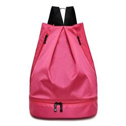 AQQWWER Damen Sporttasche Fitness-Rucksack für Männer und Frauen, wasserdicht, tragbar, mit großer Kapazität, Fitness-Reisetasche, Outdoor-Schwimmen, Training, Yoga-Duffle-Taschen (Color : Red) von AQQWWER