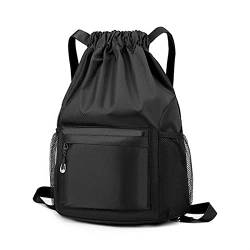 AQQWWER Damen Sporttasche Outdoor-Sportrucksack mit KordelzugSporttasche für Mann wasserdichte Kleidung Aufbewahrungstasche Frauen Fitnes (Color : Black) von AQQWWER