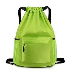 AQQWWER Damen Sporttasche Outdoor-Sportrucksack mit KordelzugSporttasche für Mann wasserdichte Kleidung Aufbewahrungstasche Frauen Fitnes (Color : Green) von AQQWWER