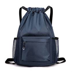 AQQWWER Damen Sporttasche Outdoor-Sportrucksack mit KordelzugSporttasche für Mann wasserdichte Kleidung Aufbewahrungstasche Frauen Fitnes (Color : Navy Blue) von AQQWWER